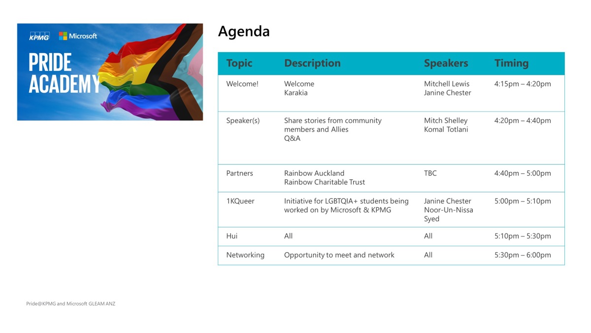 Pride Academy Feb 24 Agenda